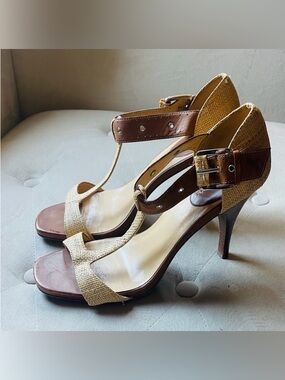 Cole Haan Brown and Tan high Heel sandals